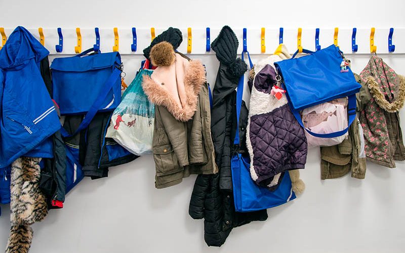 Rack of coats on pegs