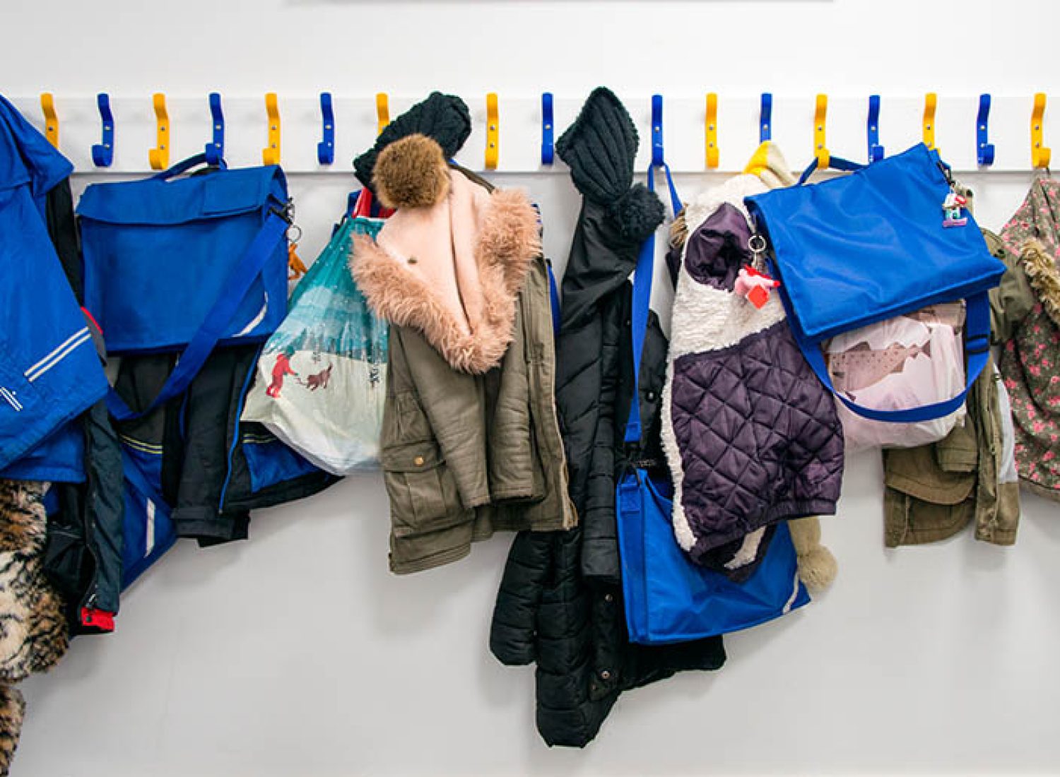 Rack of coats on pegs